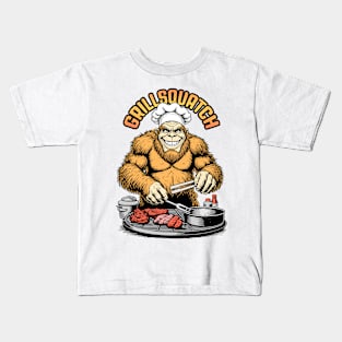 Bigfoot BBQ Grillsquatch Sasquatch Barbecue Grill Cook Chef Kids T-Shirt